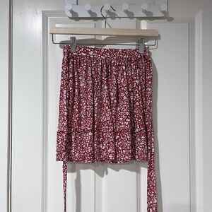 Pull&Bear Red Floral Mini Skirt
